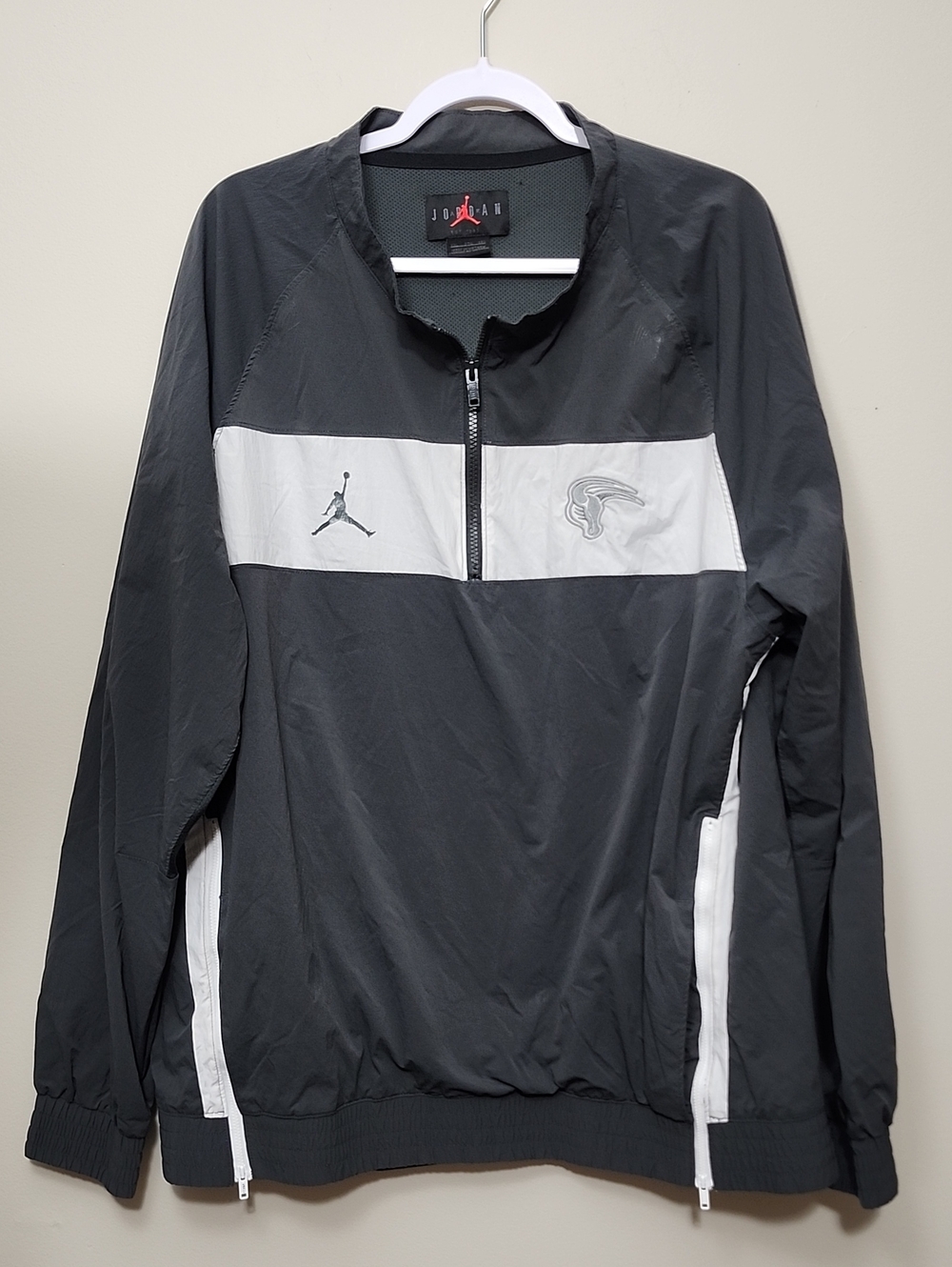 Jordan Jumpman Woven 1/4 Zip Pullover Training Jacket Grey White Mens XXL Custom